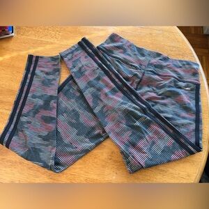 adidas Leggings Women’s M | Black Gray Pink Pattern | Climalite Athletic